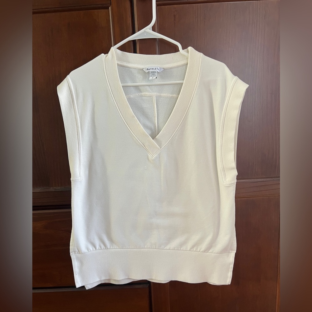 Athleta Retroterry Layering Athleisure Sweatshirt Vest in Off-White Womens S